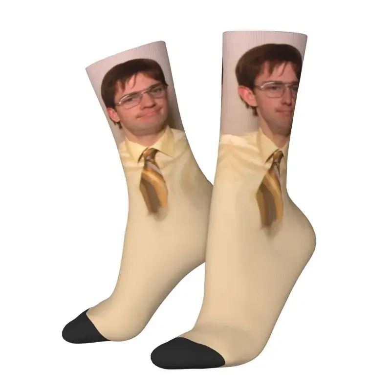 Funny Jim Halpert Men's Crew Socks Unisex Fun 3D Print The Office TV Dress Socks