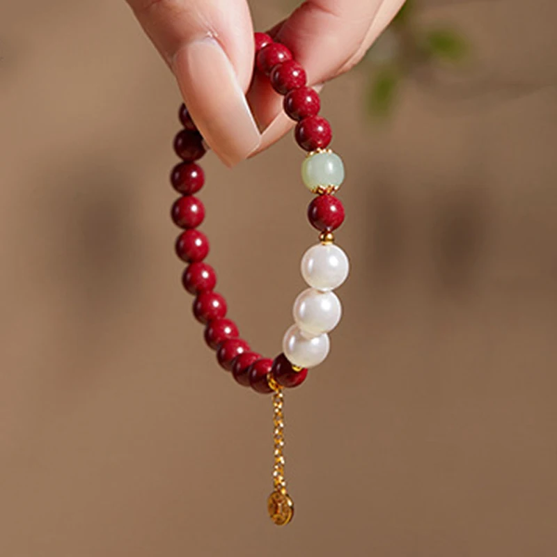 Cinnabar Bracelet Landing Bracelet Benmingnian Red Rope Attracts Wealth Beaded Amulet Guardian High-grade Jewelry All The Luck