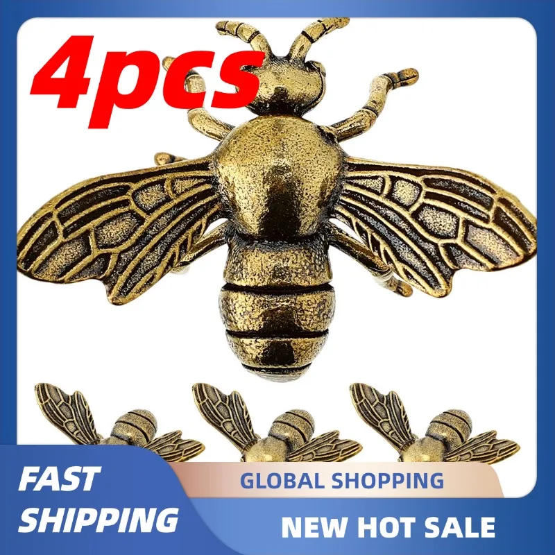 

4pcs Bee Figurines Vintage Bronze Bee Ornaments Bumblebee Statue Small Tabletop Ornament Old Decorative Crafts Accessories