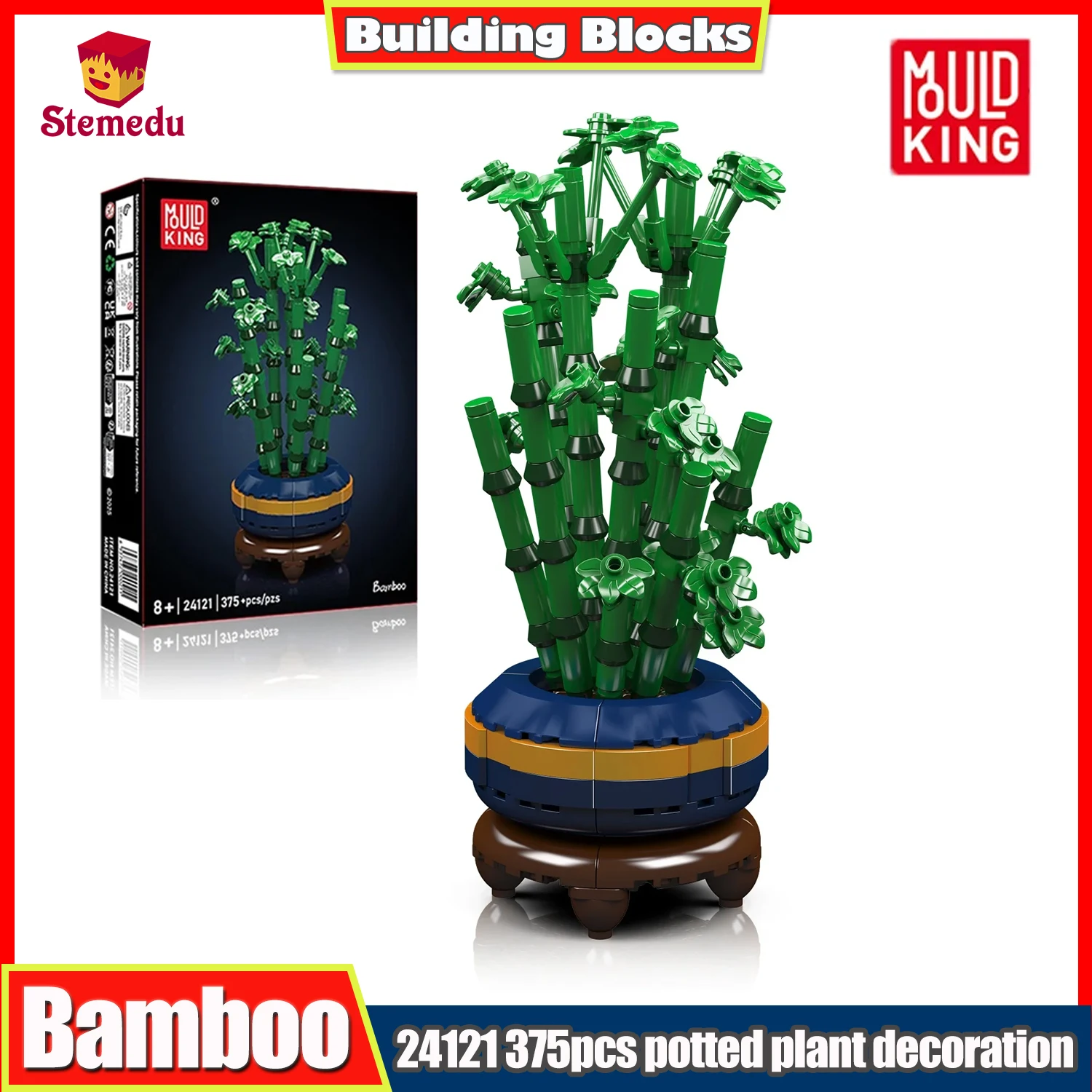 

375pcs Bamboo Bonsai Mini Potted Plant Building Blocks Model Bricks Adult Decoration Children's Toys Gift Blessing Safe & Sound