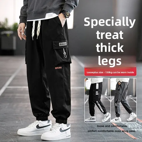 Pantalones de trabajo para hombres, pantalones sueltos de talla grande para hombres, nuevos pantalones deportivos y informales para adolescentes gordos de otoño Y2k