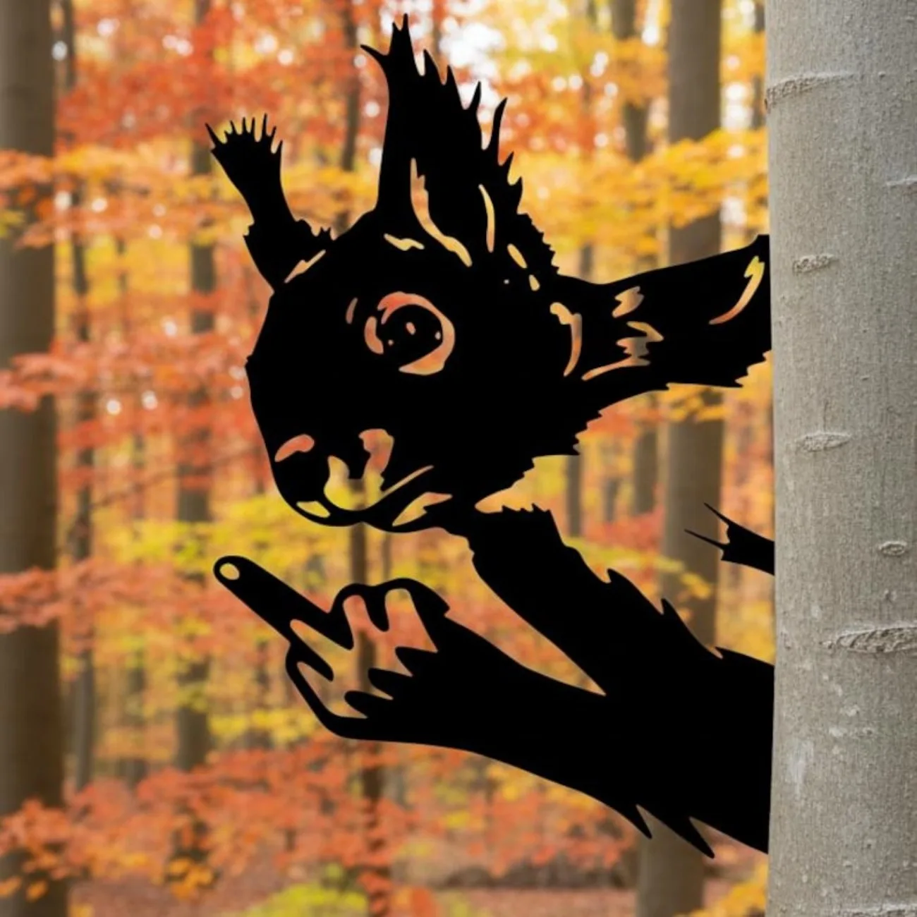 CIFBUY Metal Wall Art Rustic Squirrel Sign Garden Fence Decor Outdoor Yard Accent Iron Artwork