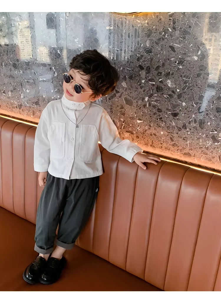 2026 Autumn Girls Boys Casual Cool Long Sleeve Cotton Blouse Two Colors