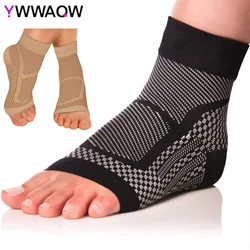 1 Paar Sport Enkelsteun Steun Compressiemouw Plantaire Fasciitis Sok Voor Achillespeesontsteking Gewrichtspijn Zwelling Hielspoor