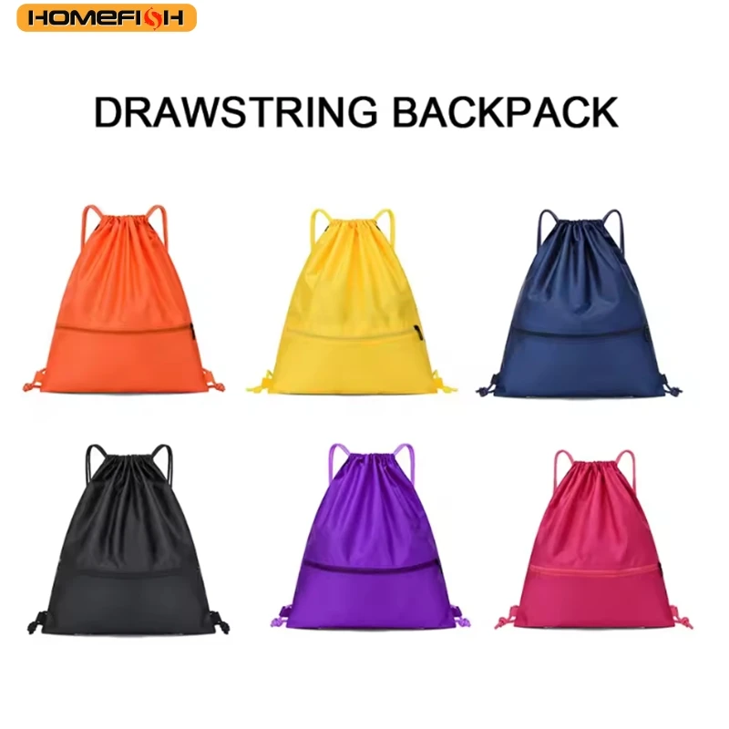 HOMEFISH Lightweight Drawstring Backpack for Men and Women Sports Fitness Backpack Outdoor Leisure Backpack Zipper Bag