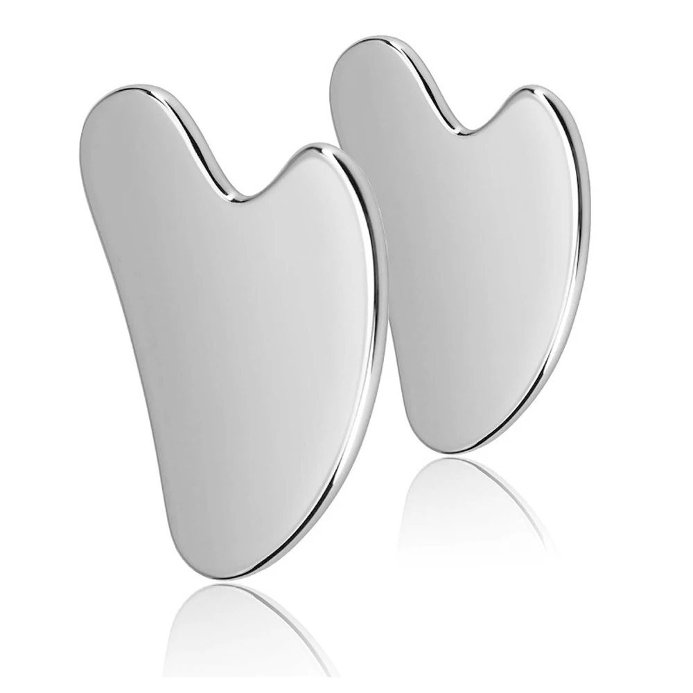 1 szt. Narzędzie do masażu Gua Sha ze stali nierdzewnej, naturalne uniwersalne srebrne metalowe narzędzie do masażu twarzy Gua Sha, pielęgnacja skóry
