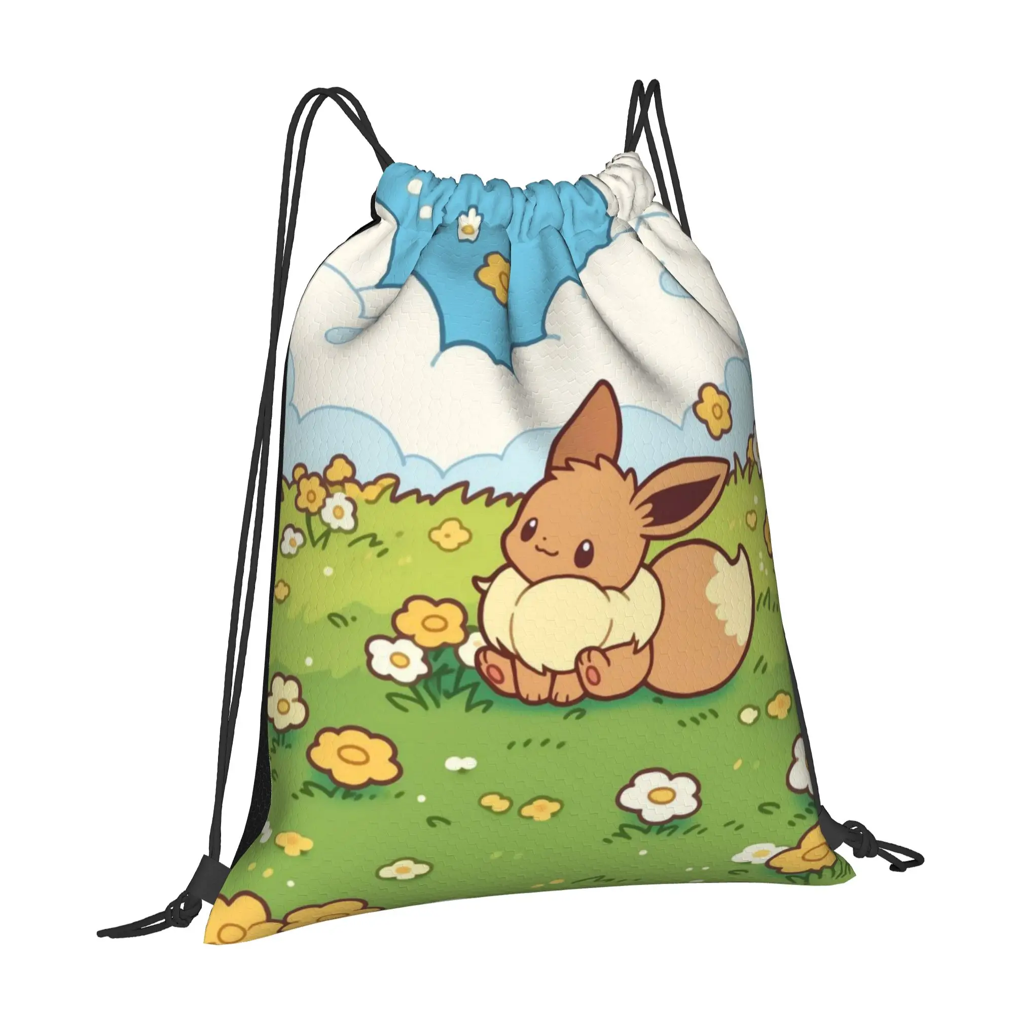 gym Pouch pokemon Eeveelution Drawstring Bags Men Women Storage Backpack Teenager Travel Bag Multi-function Pocket