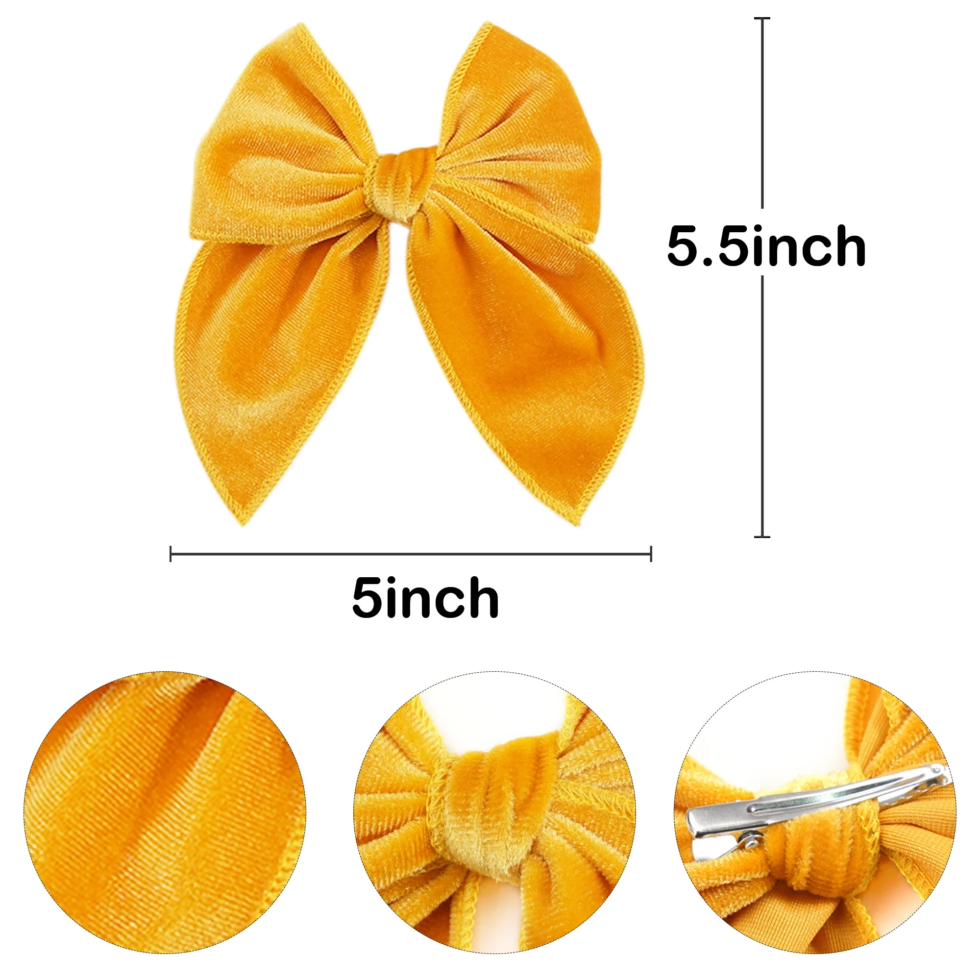 4Pcs Cotton Bow Hair Clips Baby Girls Women Large Sailor Head Bows Accessories Hair Grips for Kids Christmas Hair Bow