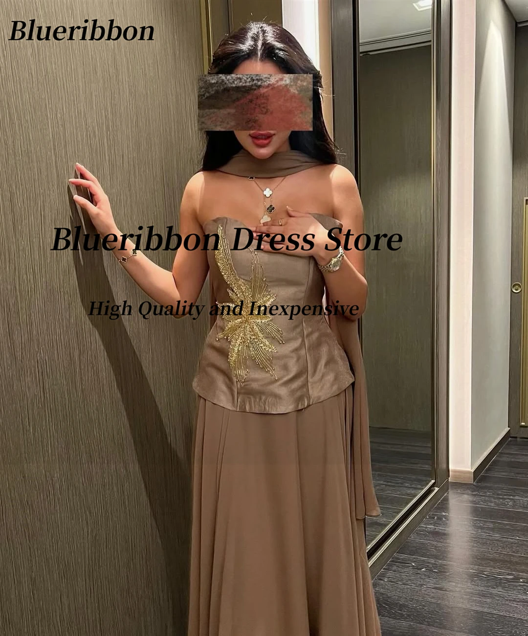 Blueribbon Sweetheart Avondjurken Kralen Luxe Bruiloft Jurken Saudi Vrouwen Dragen Sjaals Prom Dress 2025, Aangepast