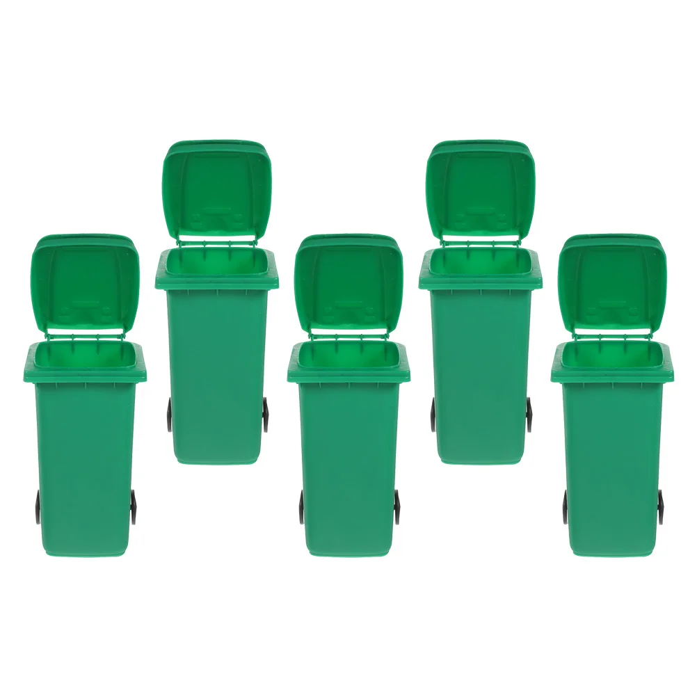 

5 Pcs Mini Pen Holder Garbage Can Trash Bedroom Wastebasket with Lid Pp for Desk Home