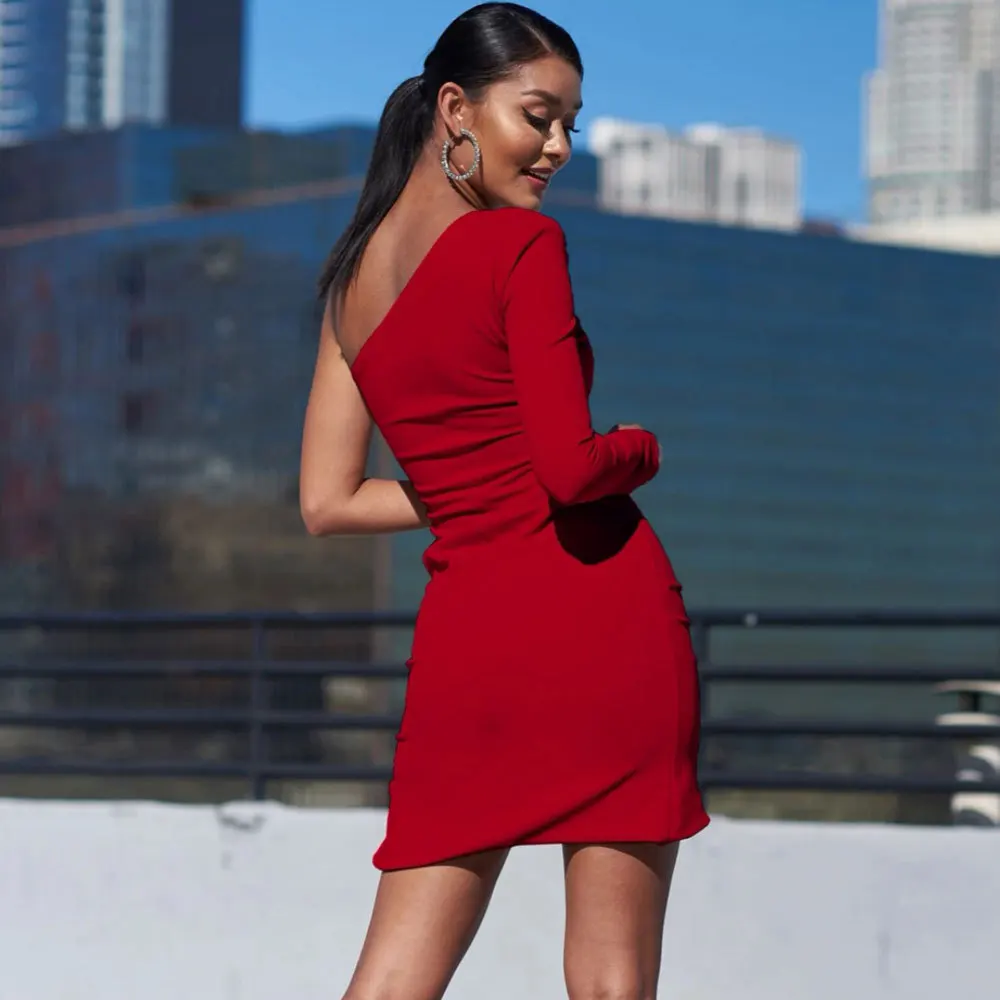 Sexy un hombro largo Sve Slim Dr cintura alta hendidura calle Sle verano ort falda Color puro H-ape mujer Dr