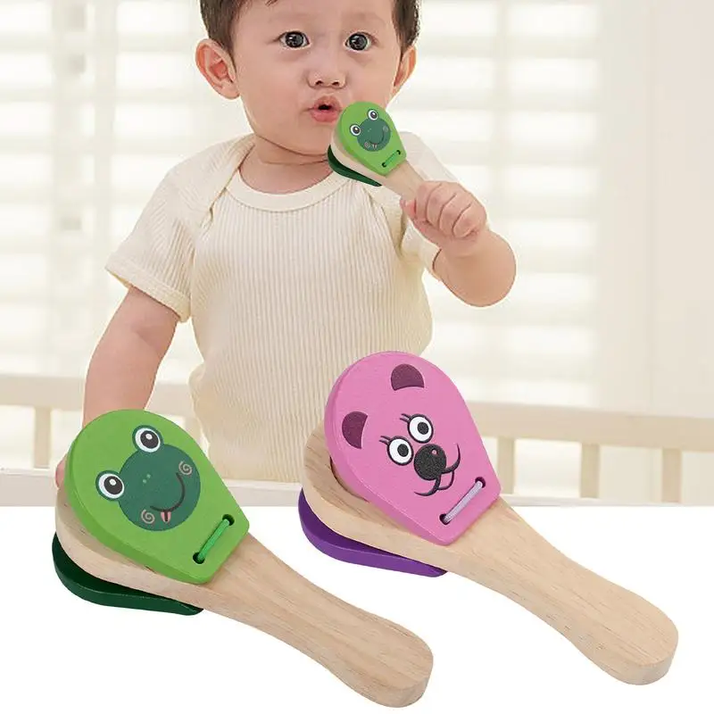 Hand Castanets Animal Pattern Music Clapper Percussion Musical Instrument Castanet Toy Hand Clapper Early Education Castanet