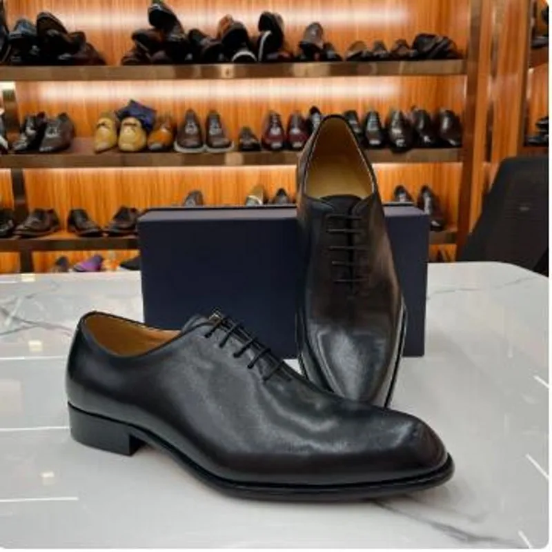 British Style Handmade Coffee Black Wedding Dress Shoes High Quality Formal Business Shoe Lace Up