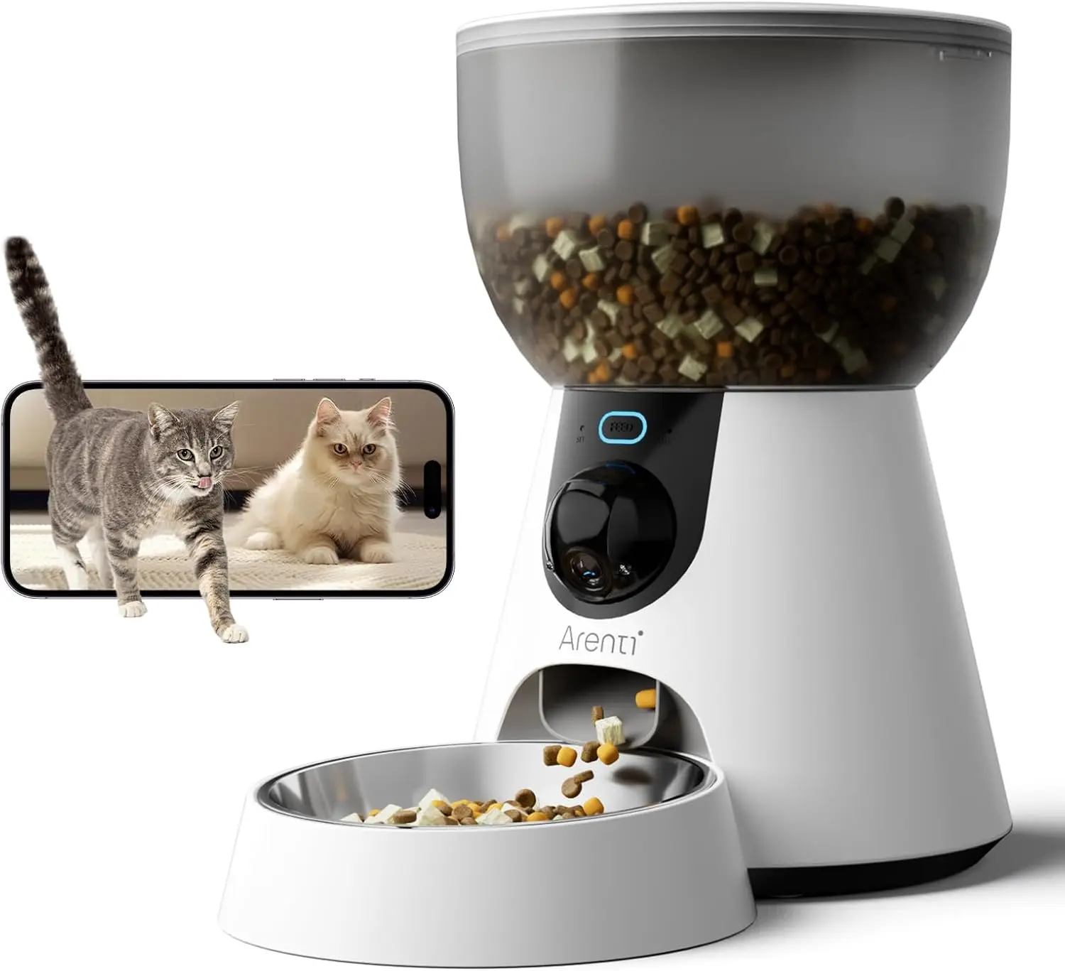 Smart WiFi Cat Feeder with Camera, 4L Auto Food Dispenser, 2K HD Two-Way Audio, Night Vision & App Control