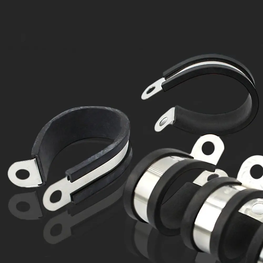 Hot sale Metal Wiring Hose Clamp Useful Durable Rubber Lined Clips R-type Pipe Mounting Fix Bracket Hardware Electrical Fittings