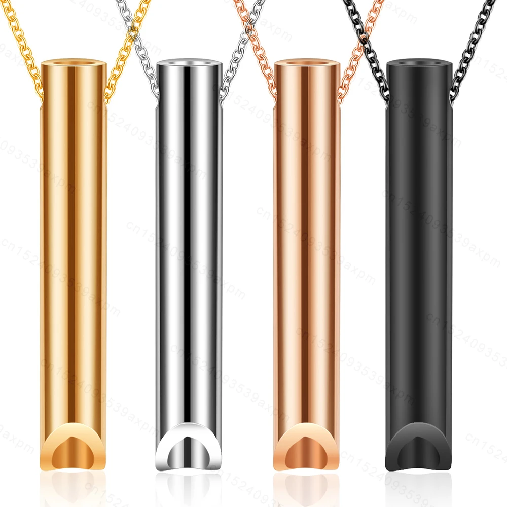 Breathing Necklace For Anxiety & Stress Regulate Meditation And Positive Thinking Pendant Stainless Steel Vacuum Plated Necklace