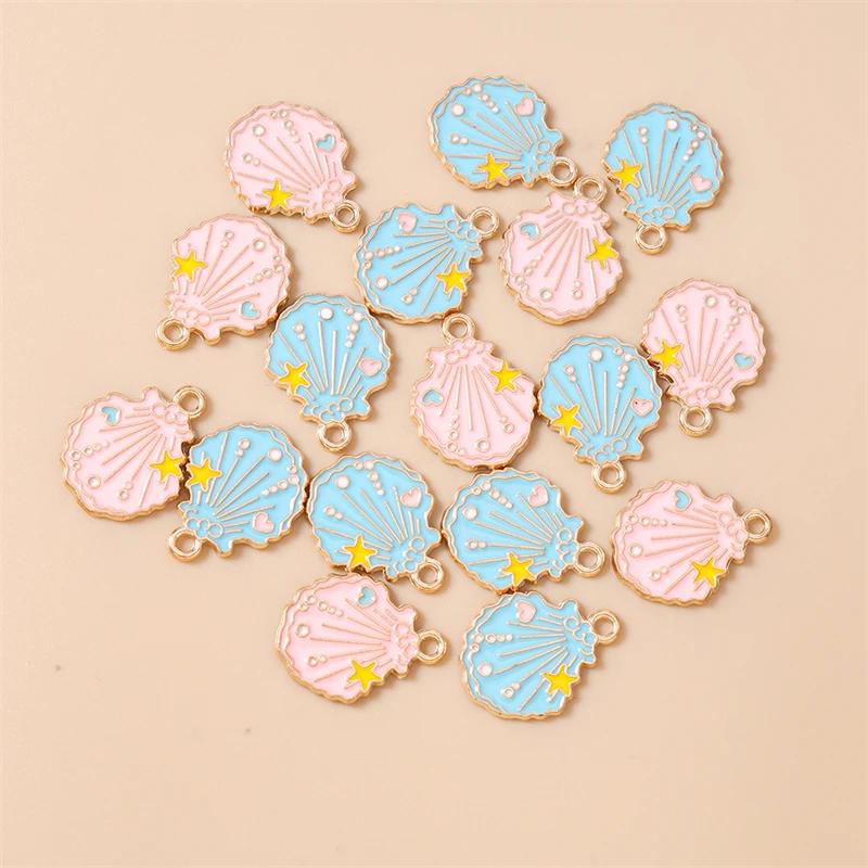 20pcs 15x19mm Cute Enamel Shell Charms Pendants for Jewelry Making Necklaces Earrings Bracelets Accessories DIY Crafts Supplies