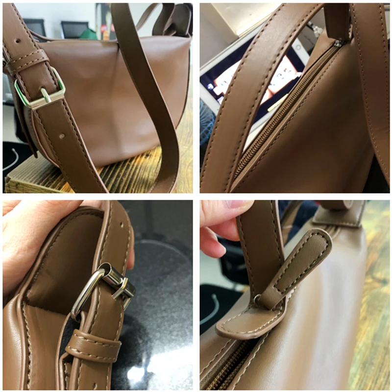 Fashion Large Capacity Saddle Bag Handbags New PU Leather Shoulder Bag 2022 Texture Shopping Bag Zipper Embossed Underarm Bag