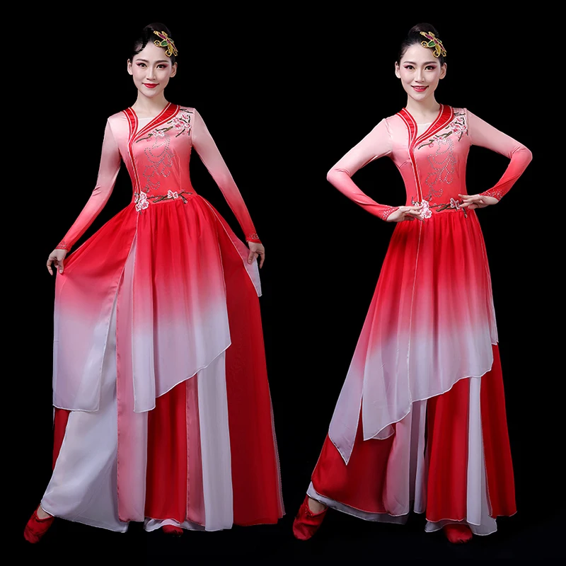 Performance Costume Female Fan Dance Plum Blossom Fu Suit Yangge Clothes National Dance Costume