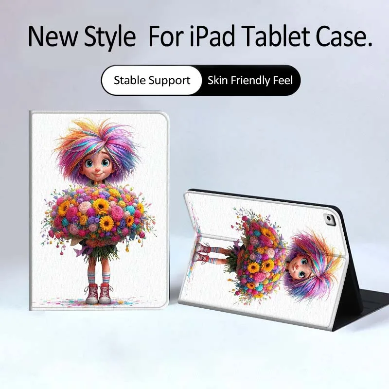 Art Design Color Girl Gift For Apple iPad Pro Air 13 2 7th 6th 2025 M2 M3 M4 M512.9 13 inch Foldable Tablet Case