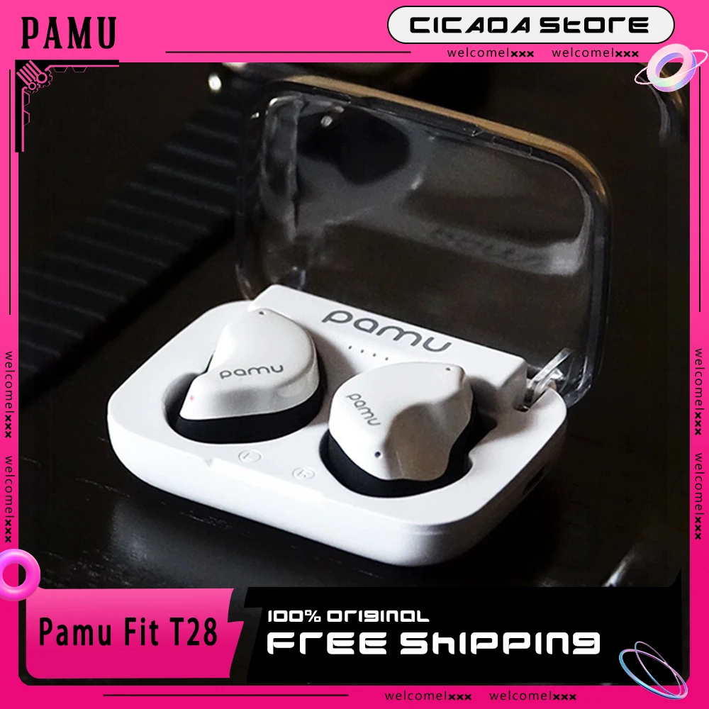 Pamu Fit T28 Wireless Bluetooth Earphone In-Ears Music Enc-Ai Earbuds Ipx4 Touch Control Anc Headset 6h Playtime Gamer Earphones