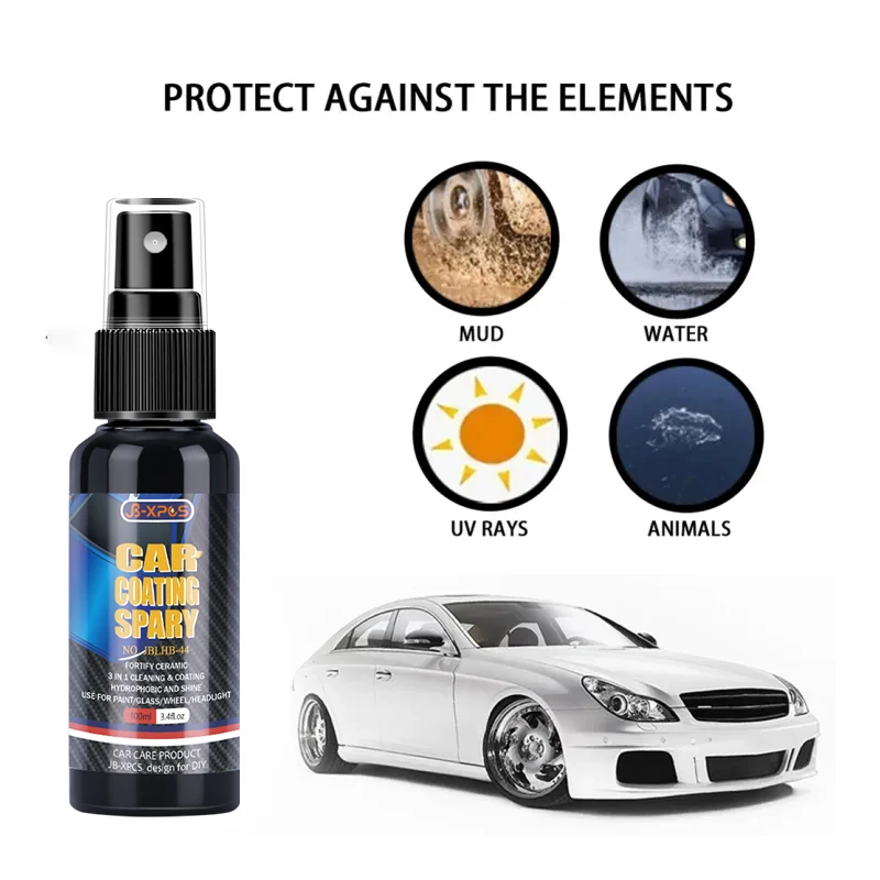 3 in 1 Car Ceramic Coating High-Gloss Shine Spray Nano Polymer Fortify for Paint Glass ,Wheel & Paint Care LHB 44