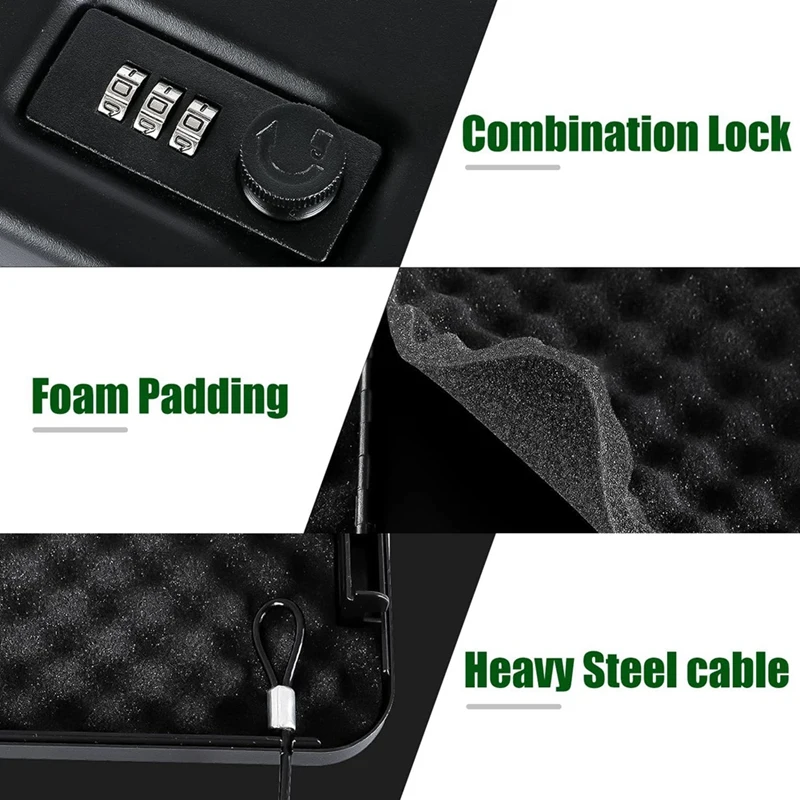 Imagem -04 - Portátil Pequeno Handgun Lock Box com Bloqueio Combinado Seguro para Pistolas Aço Sólido