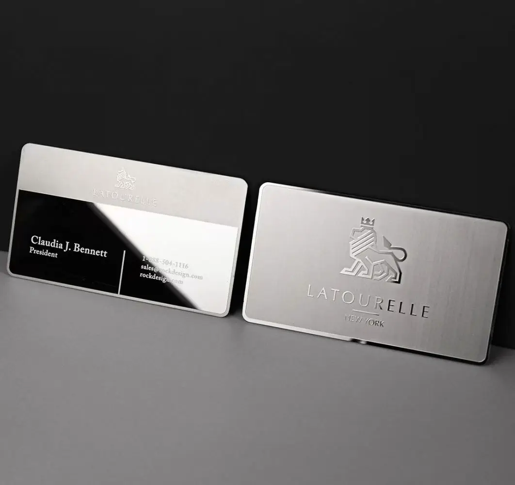 2025 Hot Design Luxury Mirror Finish Effect Metal Business Cards Printing