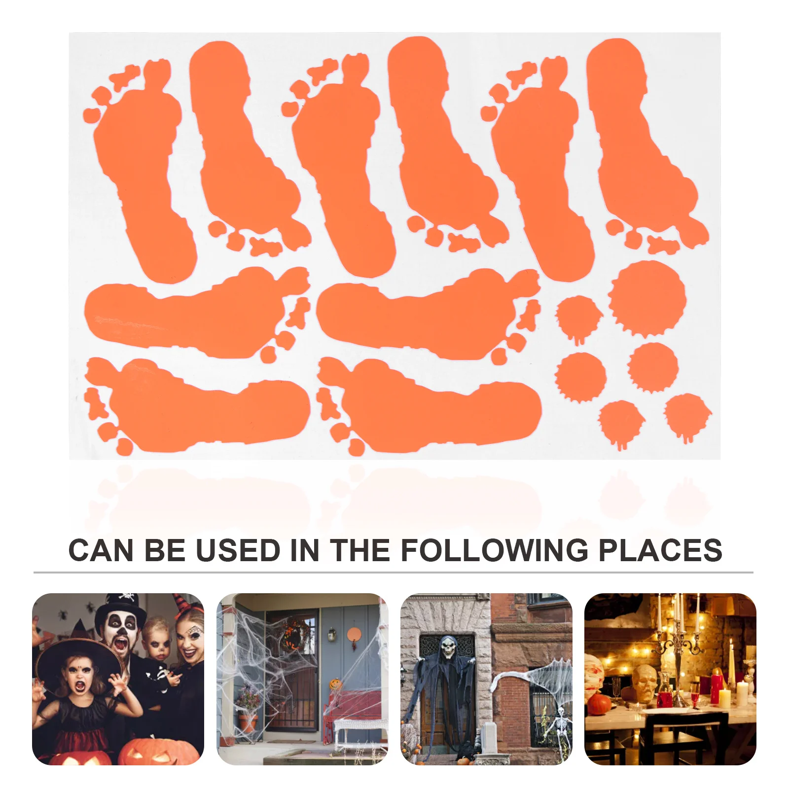 ملصق حائط يتوهج في بصمة اليد للهالوين من مادة PVC لتزيين نافذة مخيفة موضوع رعب فلورسنت