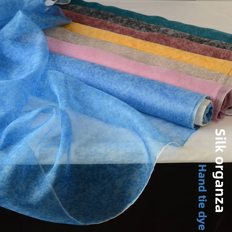 

Tie-dye Silk Organza Fabric for DIY Sewing Handmade Smock Dress Clothing Fashion Designer Fabrics Material Cloth By The Meter