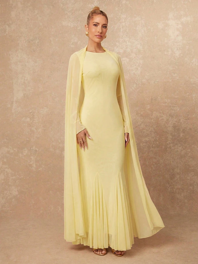 Women's Spring/Summer Tulle Knit Dress with Flared Hem, Versatile Silhouette—Perfect for Spring Break Travel