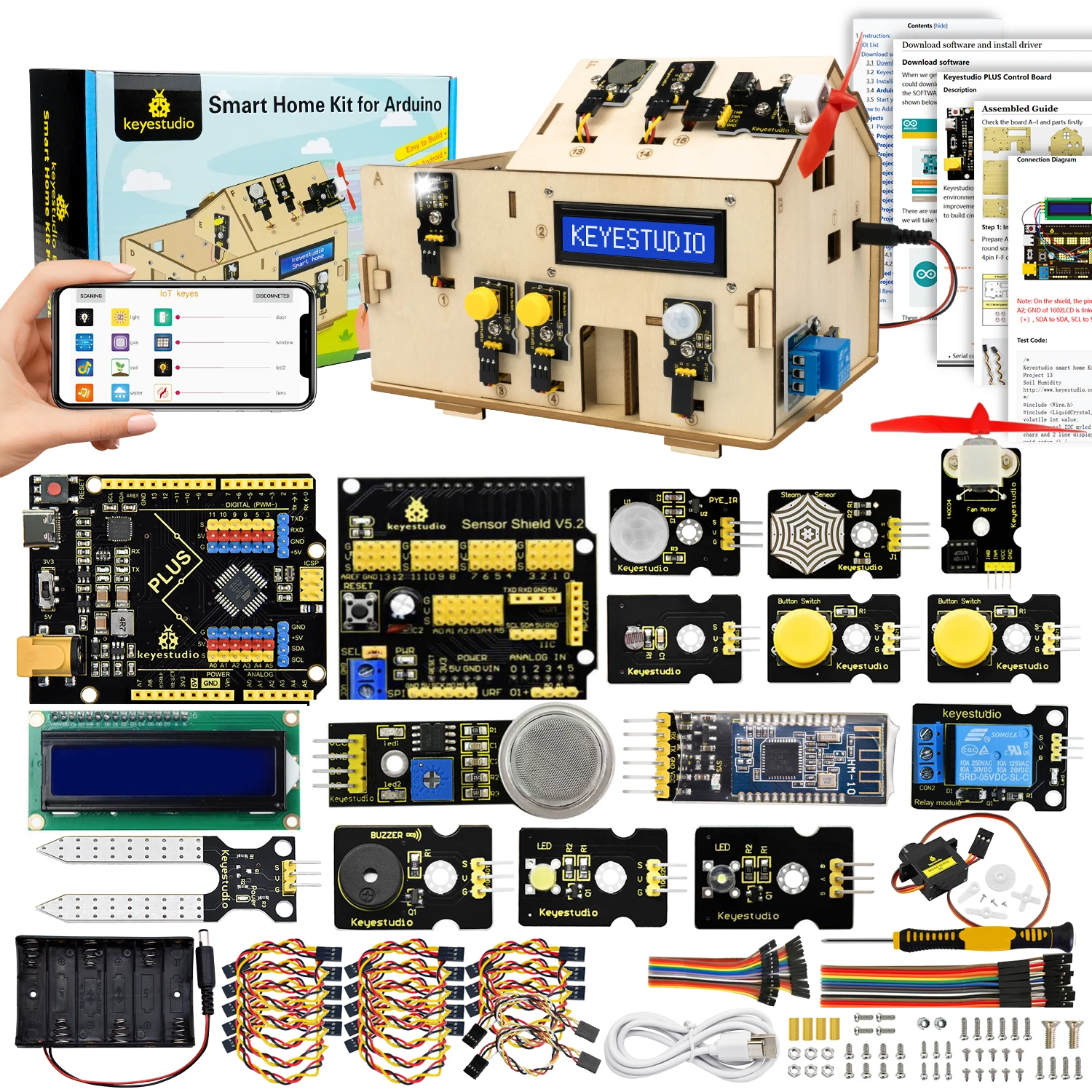 Keyestudio Smart IOT Home Kit with PLUS Board for Arduino Starter Kit DIY Electronics Programming Project Kit /CE Certification