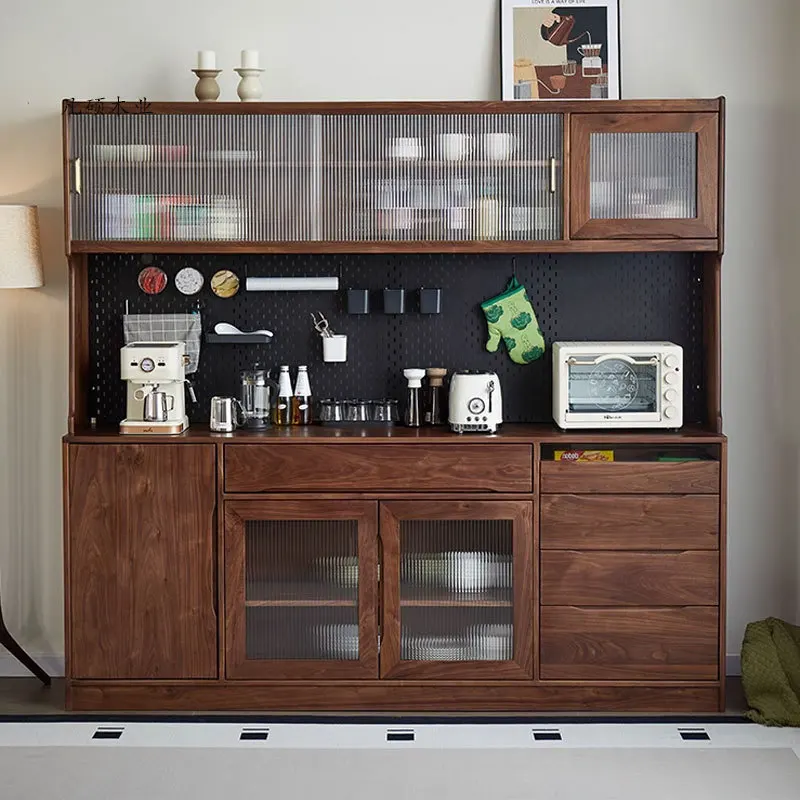 

Walnut dining side Nordic solid wood restaurant storage log cherry wood tea dish cabinet