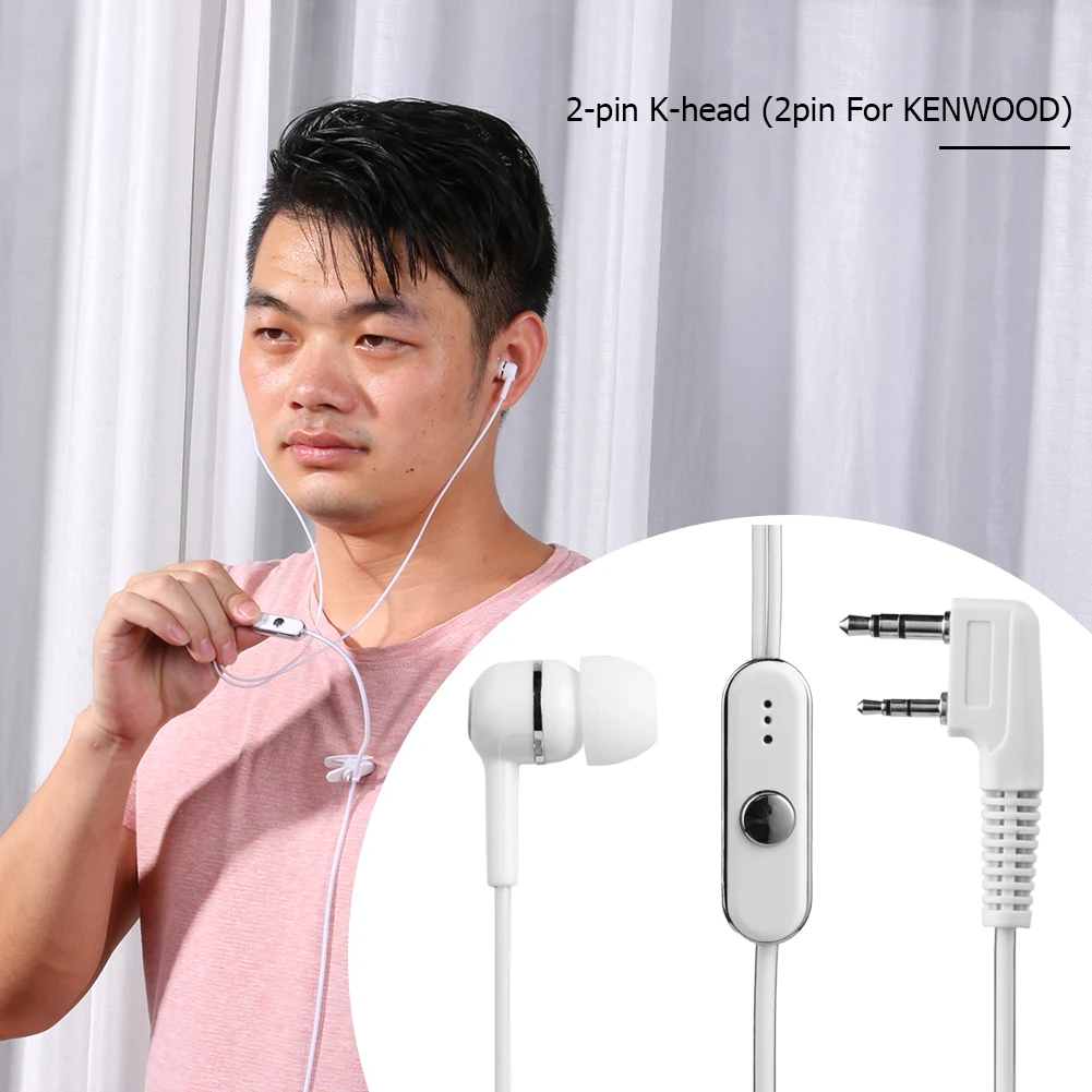 Walkie Talkie Dual Headset Earphone 2 Pin K Type Two Way Ham Radio Speaker Mic Earpiece Headset For BF KENWOOD PTT Mic Headphone view 2