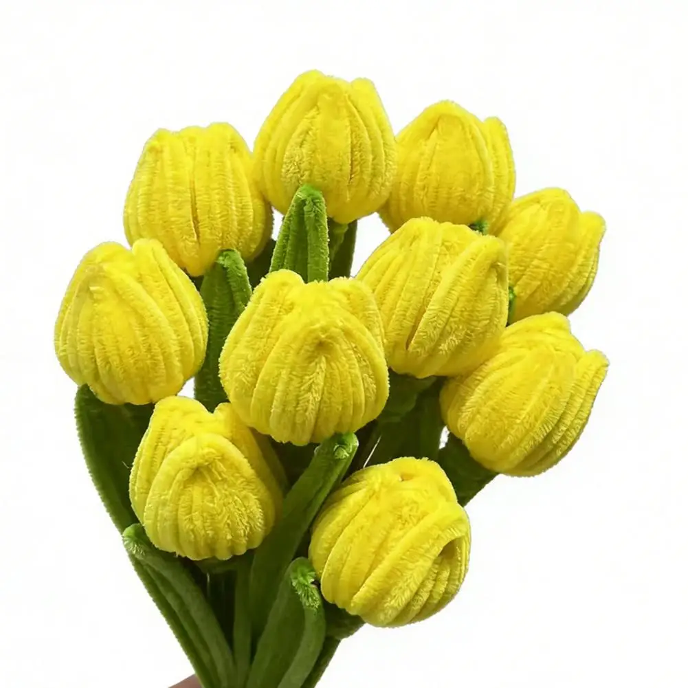 Holiday Gift Flowers Handmade Pipe Cleaner Flowers Gift Set Artificial Tulip Craft Decorations Unique Floral Presents for Women view 5