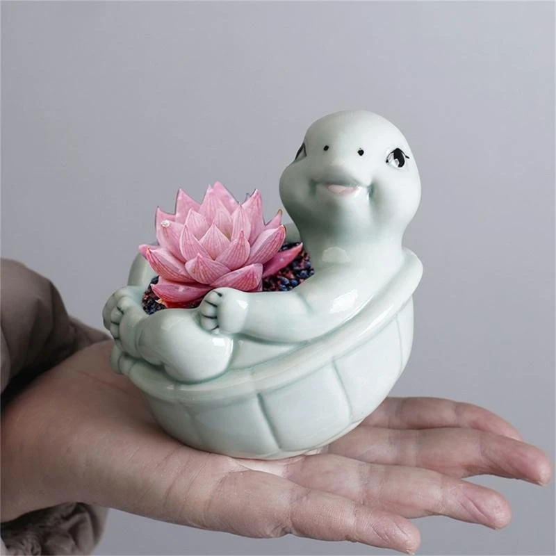 Turtles Plante Pot Flowerpot Pots Animal Jardin Pots Céramic Succulents Pots Planter Plant Plante pour le bureau à domicile