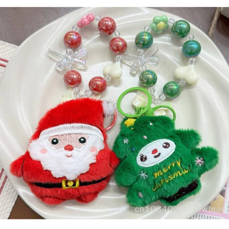 ぬいぐるみキーホルダー サンタクロース クリスマスツリー人形 ペンダント バックパック装飾 キーリング バッグチャーム クリスマスギフト用〔YY33〕
