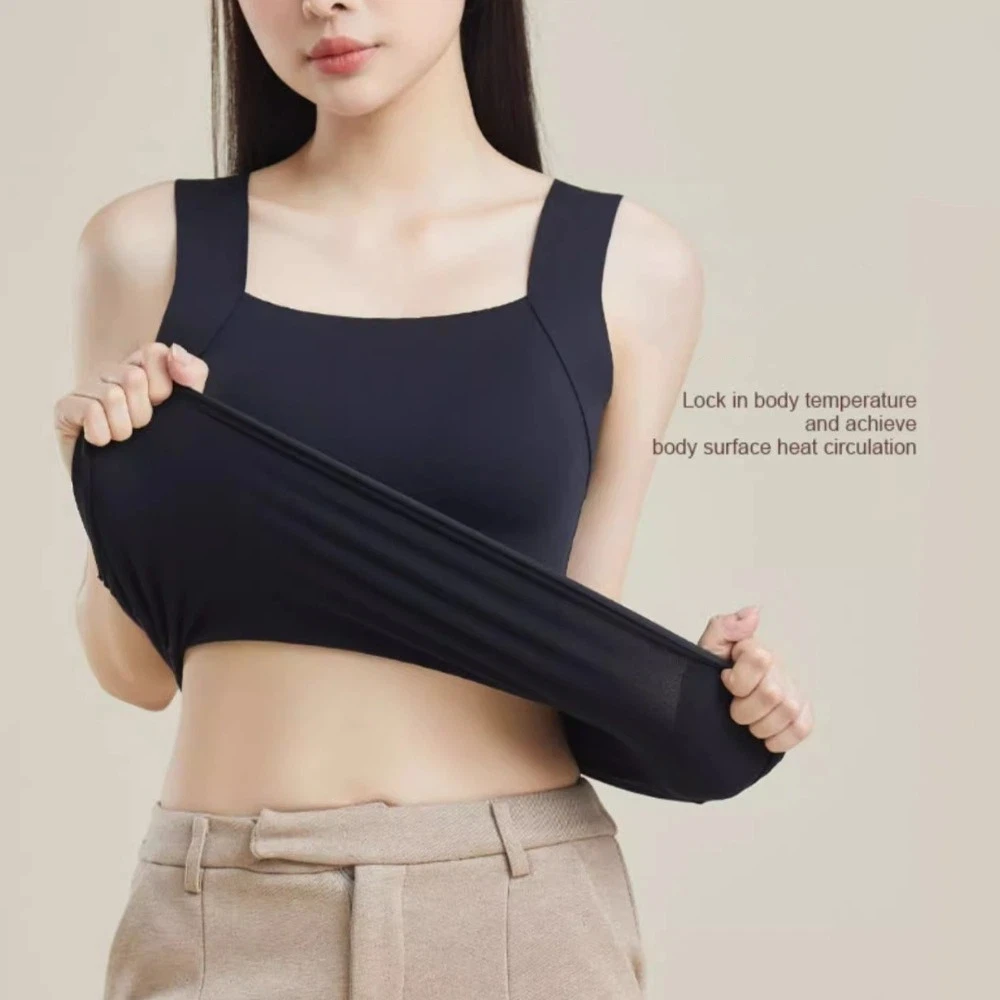 Vielseitige nahtlose Thermo-Unterwäsche mit Brustpolster, hält warm, ärmelloses Unterhemd für Damen. – Detail 6