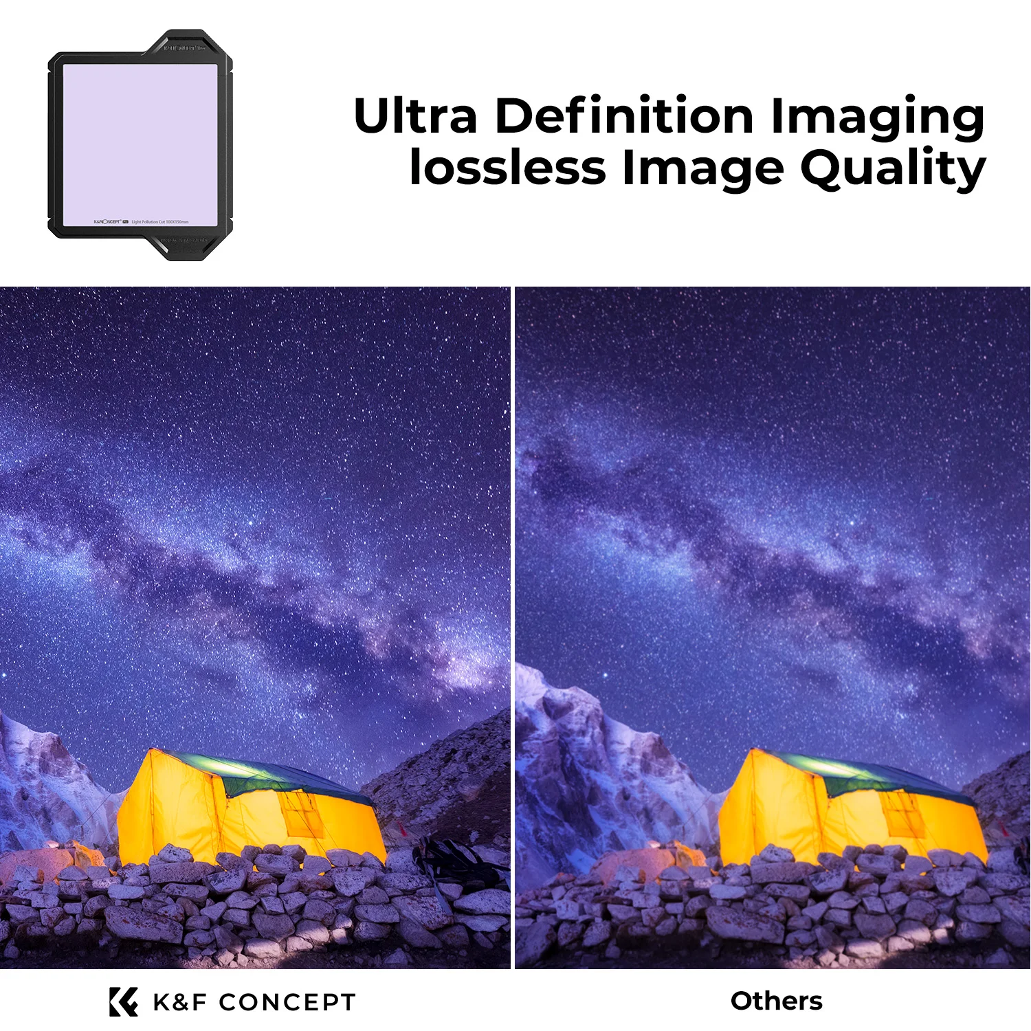 K & F Konsep 100*100*2Mm X-PRO Seri Persegi Jernih-Filter Malam Alami Filter Pengurangan Polusi Cahaya untuk Pemandangan Malam Langit Bintang