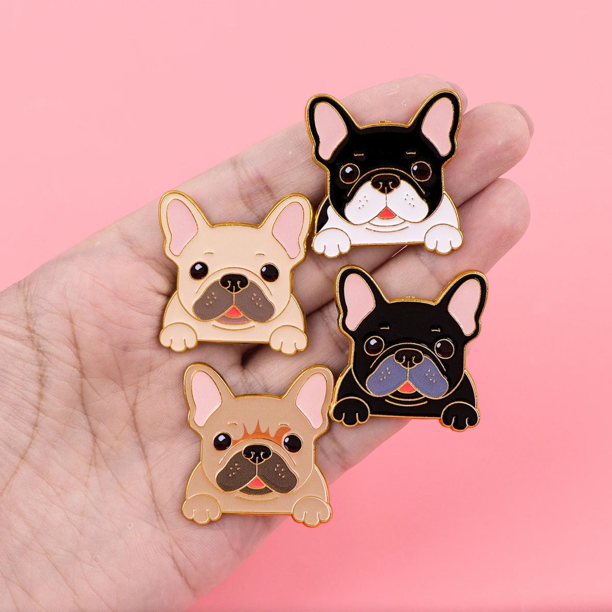 Kawaii Bulldoggen-Cartoon-Emaille-Pin, Anstecknadel für Taschen und Rucksäcke, Welpen-Abzeichen, Brosche für Kleidung, Schmuckgeschenke für Freunde