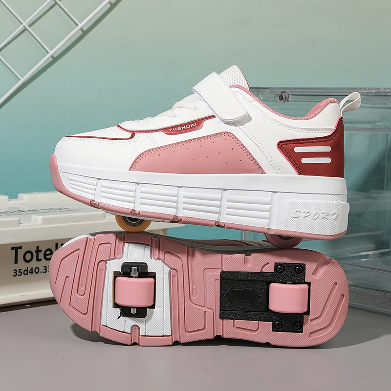 

2025 Boys' New Roller Sneakers: 2-Wheel Cool Multi-Light Skates, Girls' Wheeled Sports Shoes for Students