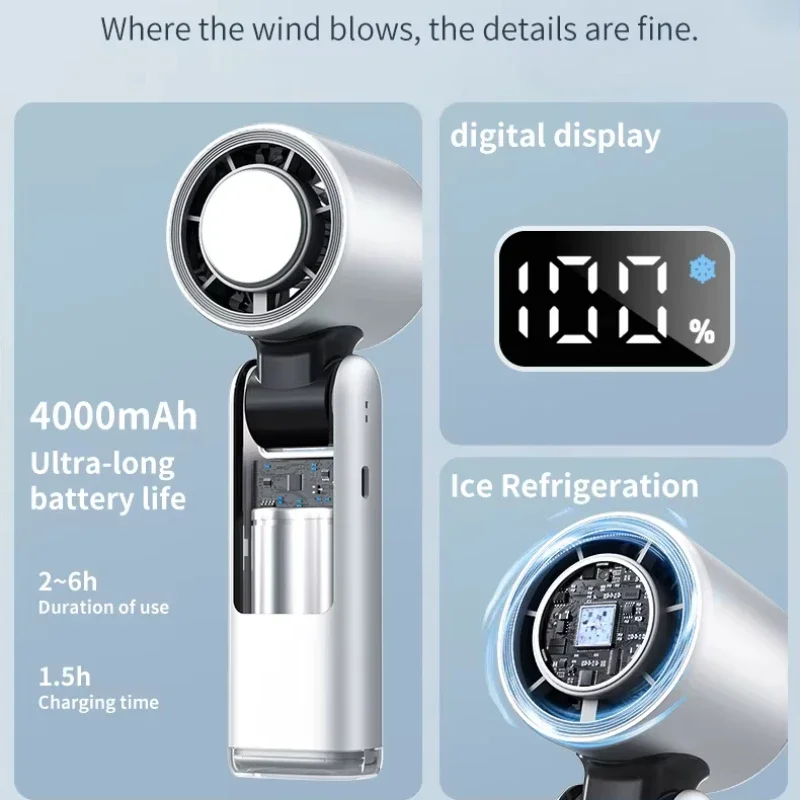 Xiaomi Multifunctional Electric Fan Handheld Wireless Portable Quiet Folding Fan Cooling Turbo Fan Mini Personal Air Cooler New