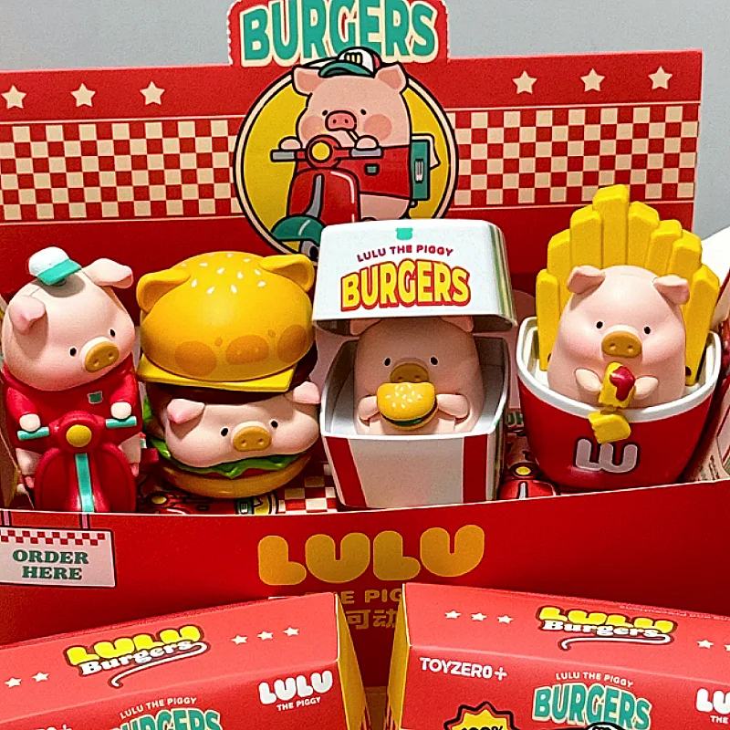 

Lulu The Piggy Burger Series Blind Box Cute Pig Anime Figure Mystery Box Surprise Bag Collect Cute Doll Desktop Decor Toy Gifts