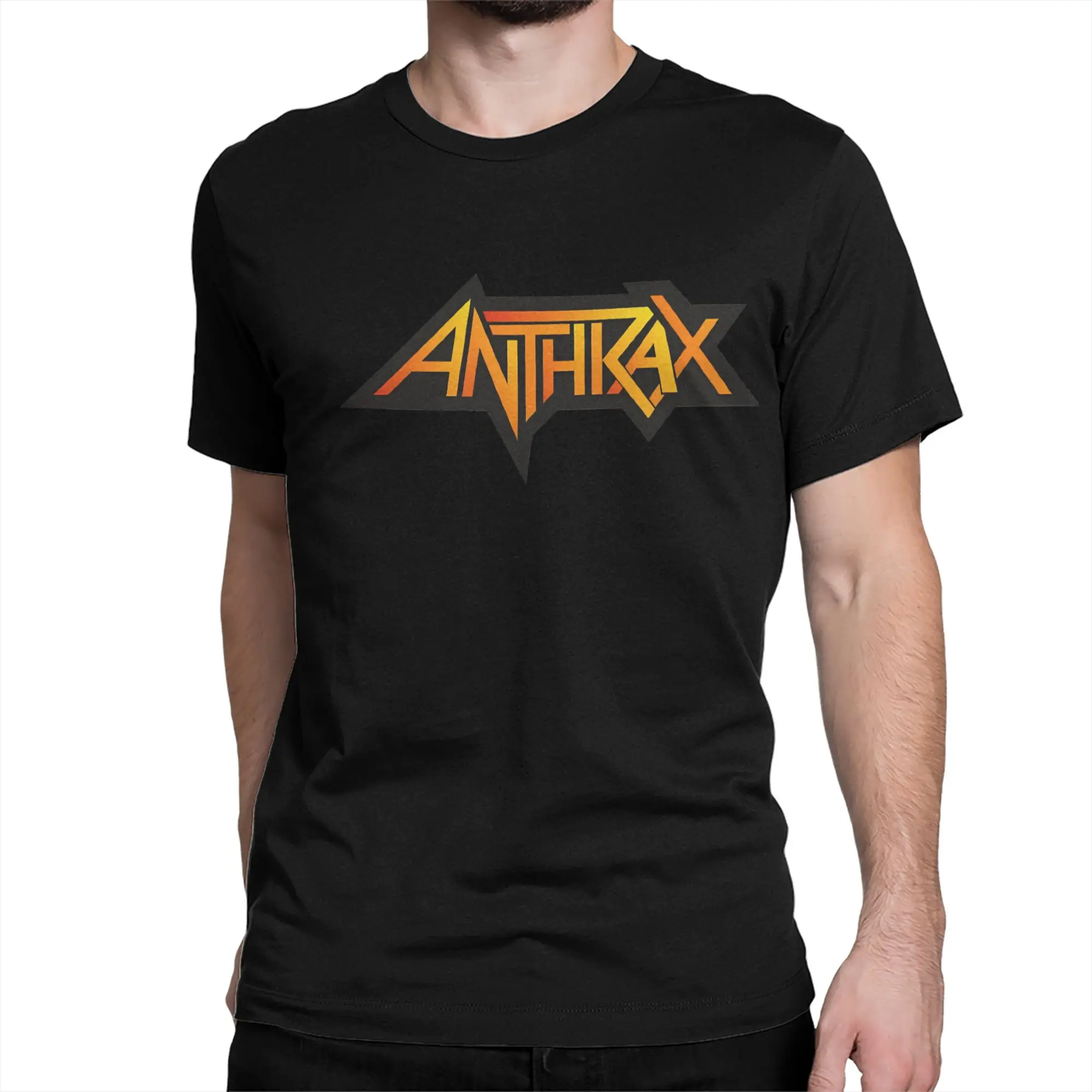 Humorous Anthrax Among The Living T-Shirt Men Round Neck Cotton T Shirts  Short Sleeve Tees Plus Size Clothing