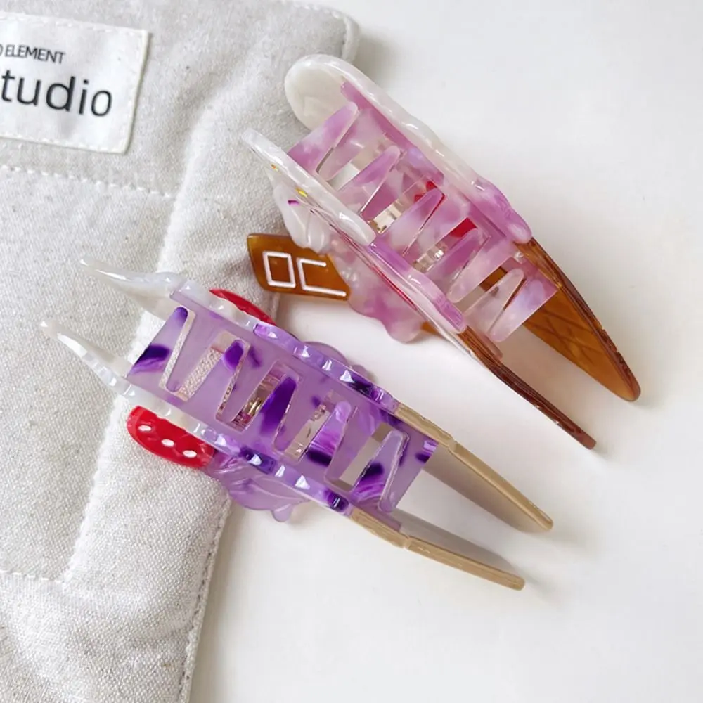 

Милая заколка-краб в виде акулы с мороженым, из ацетатной смолы, в форме сладкого рожка, красочная, летняя, в виде вкусной еды, для девочек