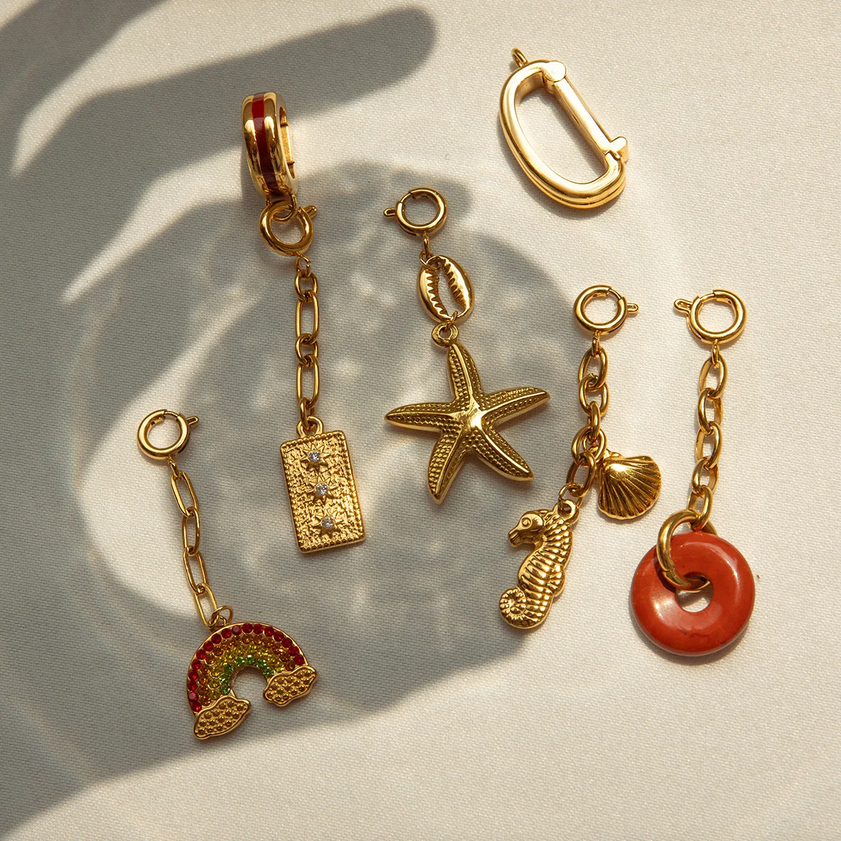 

18K gold-plated DIY ocean themed enamel pearl necklace accessories pendant for women's jewelry making supplies