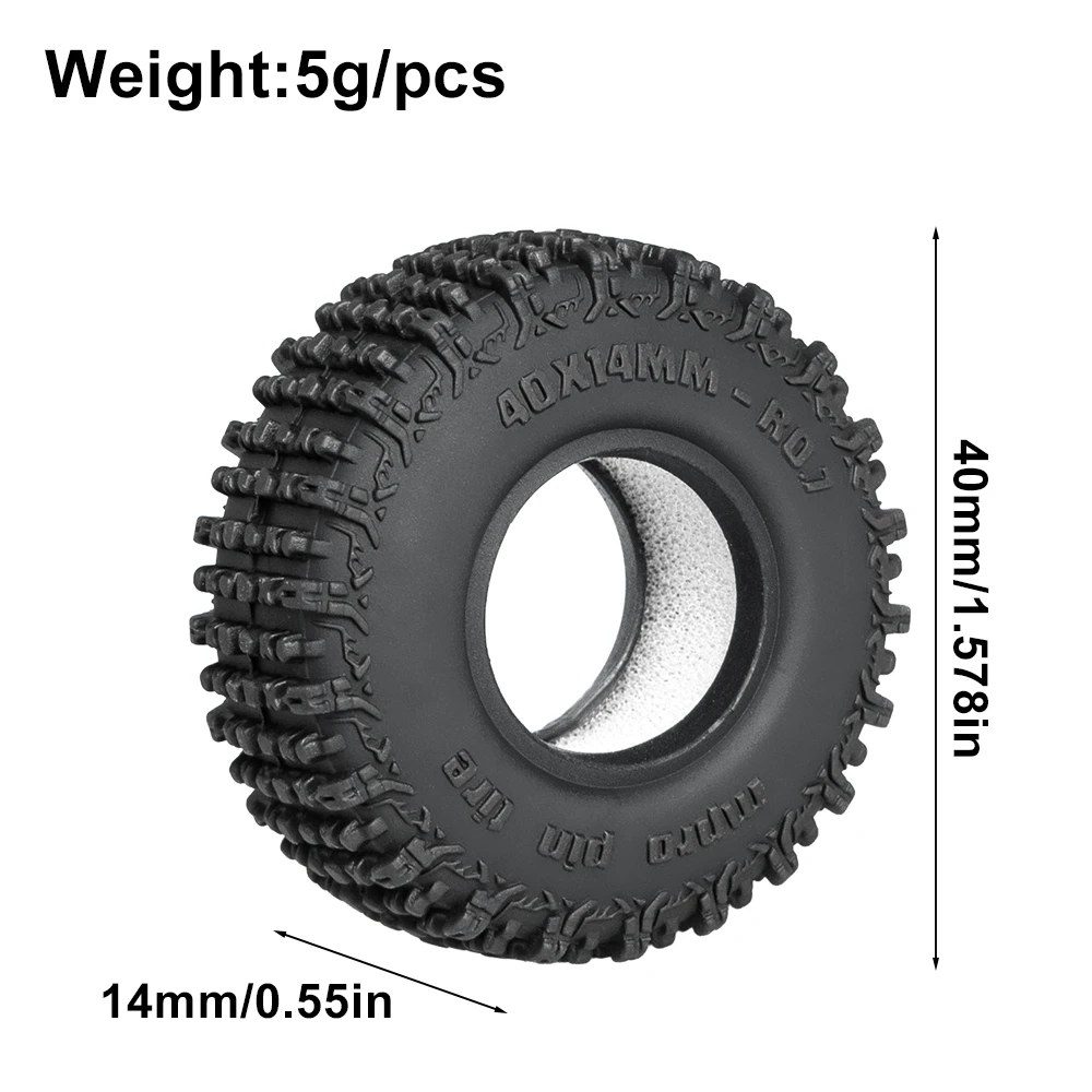 1/30 Rc Crawler Tires 40mm 0.7in Soft Rubber All Terrain Tyres For 1/30 Rock Mud Car Axial Scx30 Ascent-32 Tires Upgrade Parts