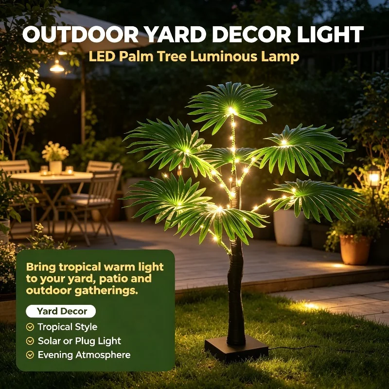Simulated Tree LED Palm Tree Decorative Luminous Tree Light Suitable for Indoor and Outdoor Holiday Party Decoration Atmosphere