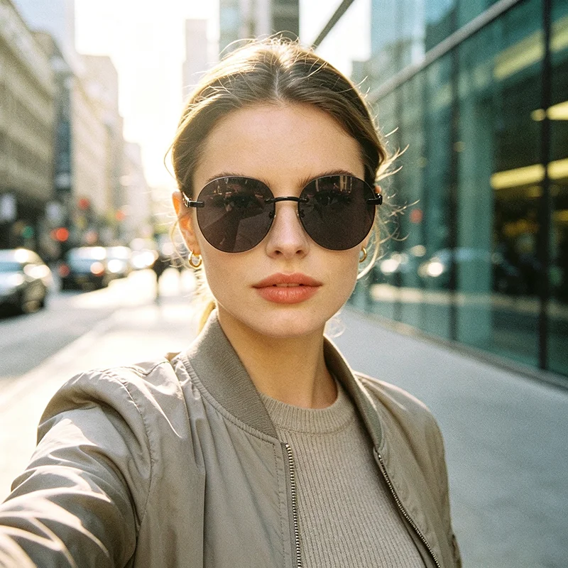 Classic Rimless Sunglasses for Men Women Business UV400 Office Work Daily Wear Driving Travel Commute Glasses