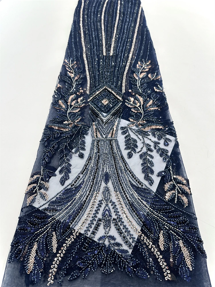 

Handmade Sequins French Tulle Lace Fabric 2025 High Quality Embroidery African Beads Lace Fabric for Women Dresses